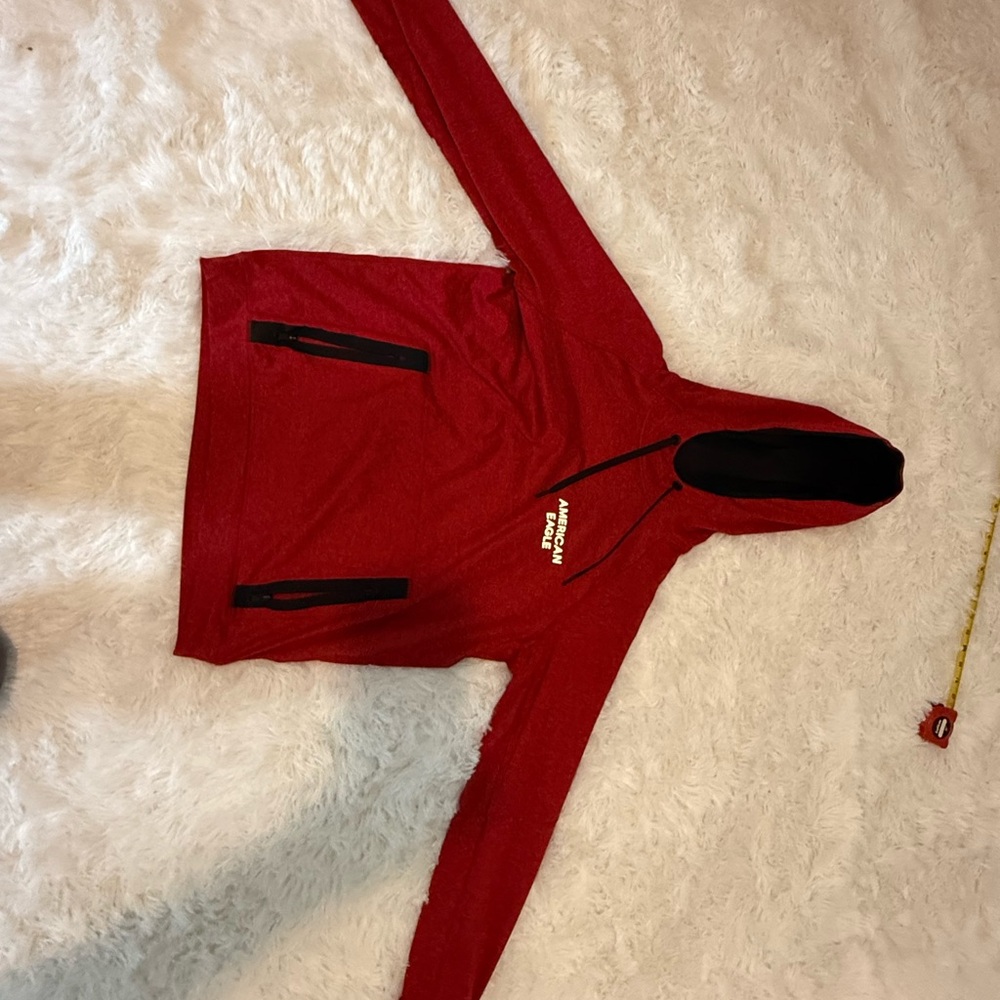 Red Hoodie with Black Accents American eagle
